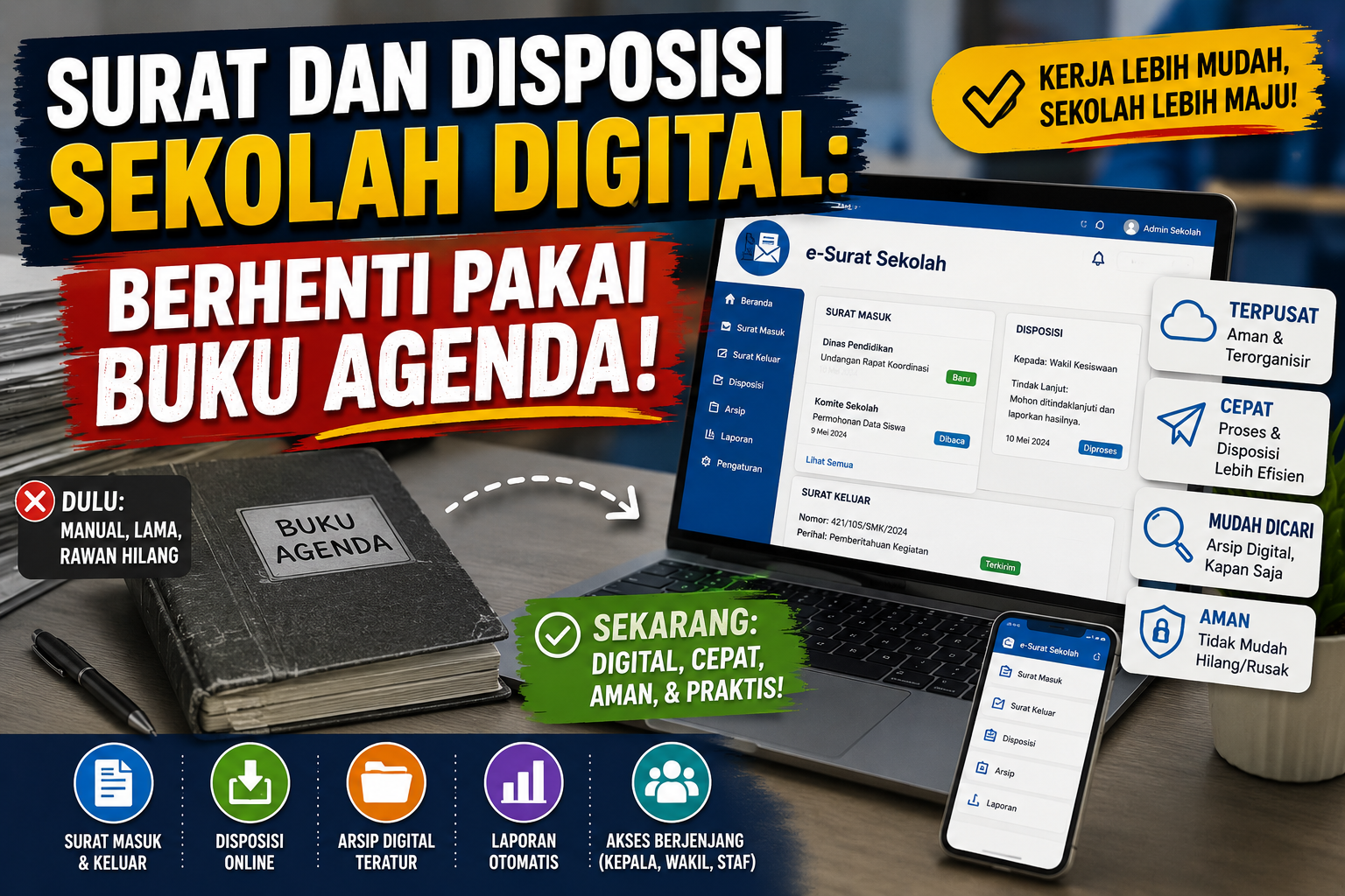 Surat dan Disposisi Sekolah Digital: Berhenti Pakai Buku Agenda