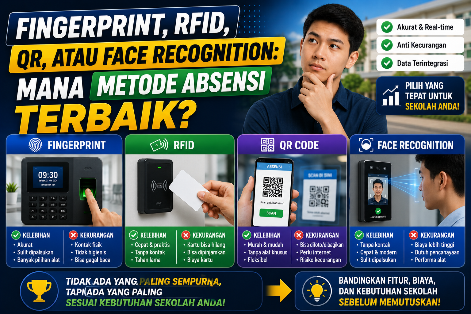 Fingerprint, RFID, QR, atau Face Recognition: Mana Metode Absensi Terbaik?