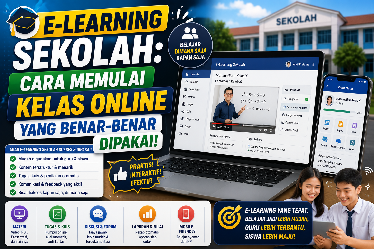 E-Learning Sekolah: Cara Memulai Kelas Online yang Benar-benar Dipakai