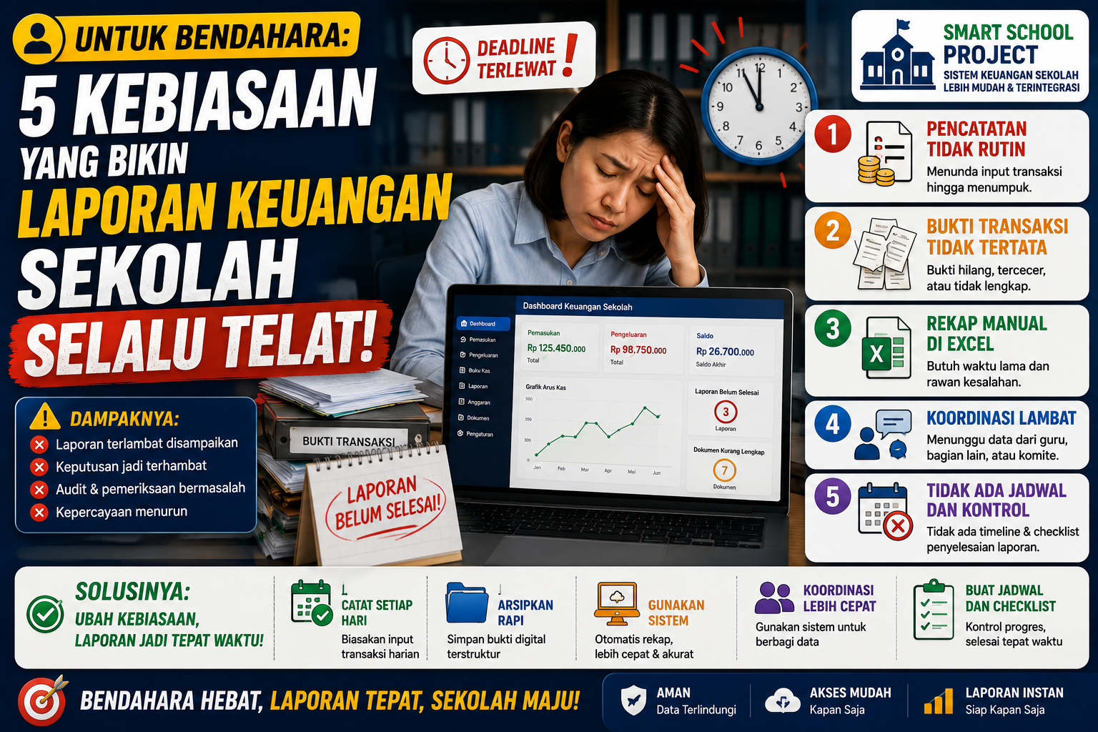 Untuk Bendahara: 5 Kebiasaan yang Bikin Laporan Keuangan Sekolah Selalu Telat
