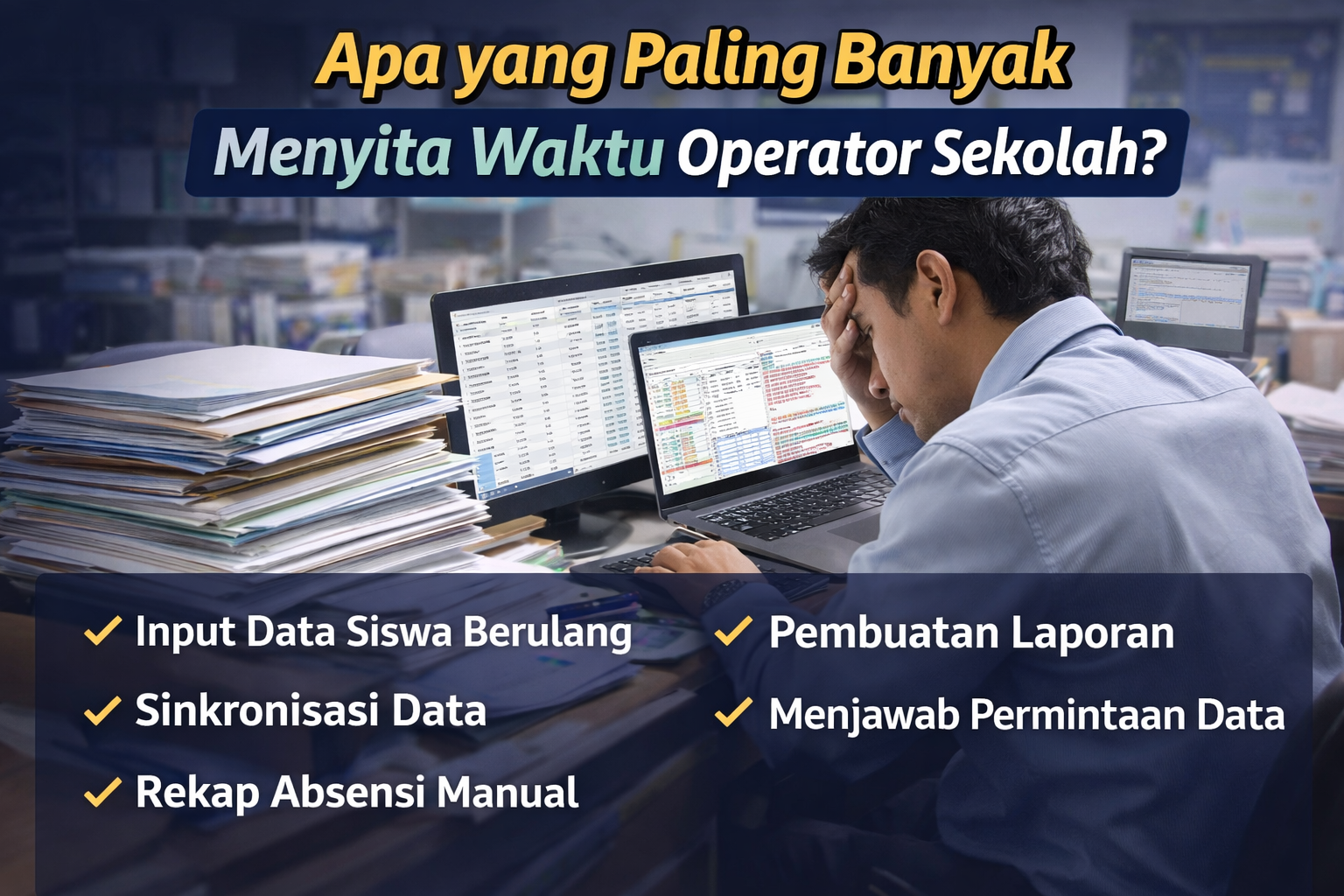 Apa yang Paling Banyak Menyita Waktu Operator Sekolah?
