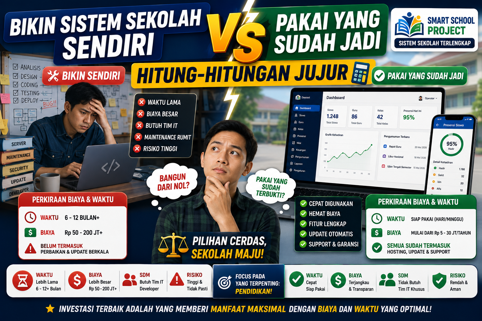 Bikin Sistem Sekolah Sendiri vs Pakai yang Sudah Jadi: Hitung-hitungan Jujur